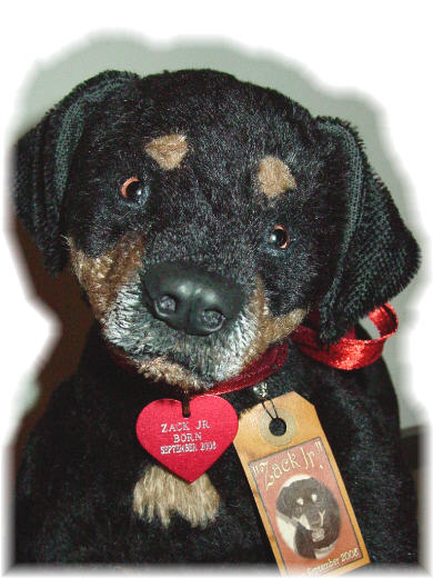 Mohair Teddy Bear, Rottweiler Handmade by Artist Denise Purrington - Zack. Jr.